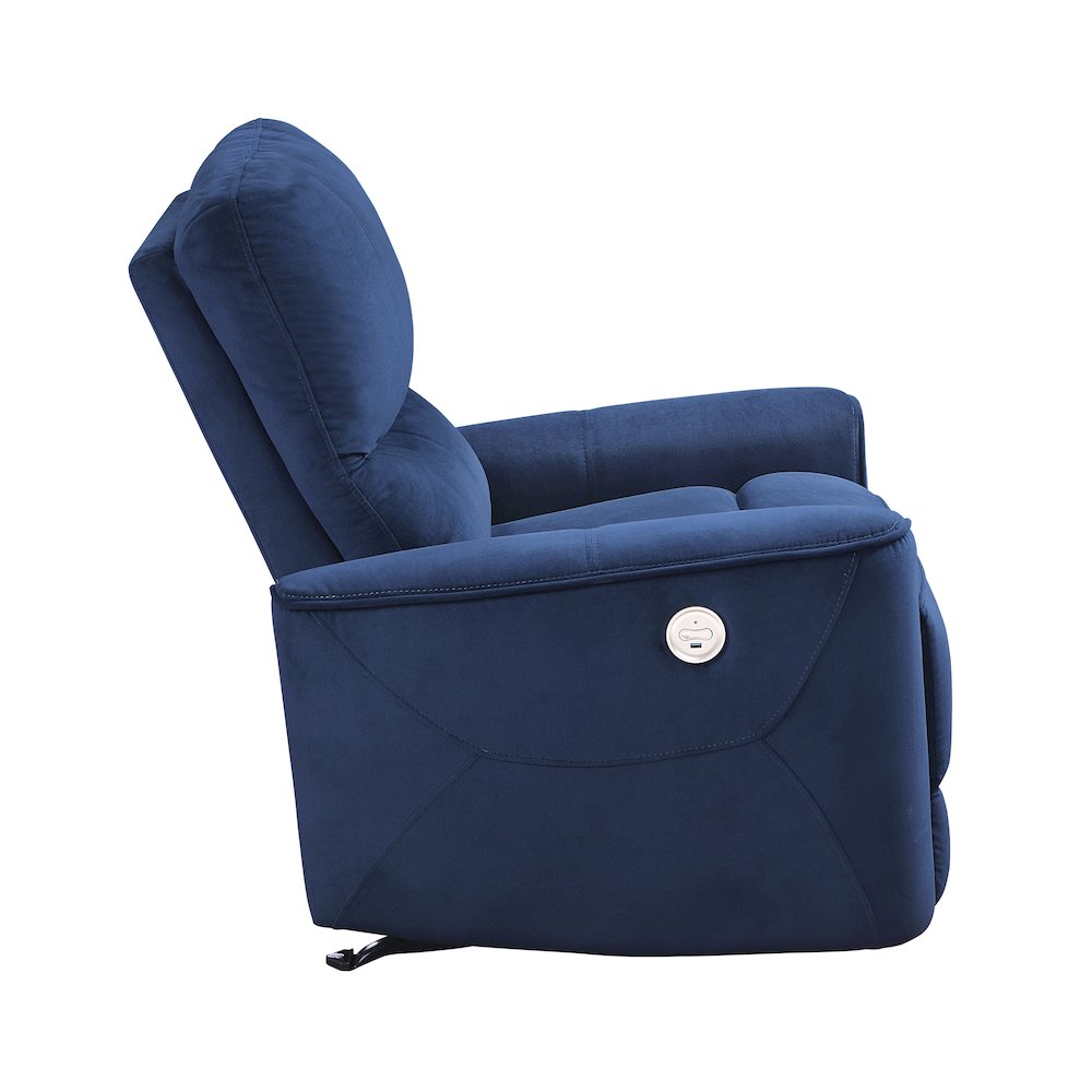 Lexicon Artem Velvet Power Rocker Reclining Chair in Navy. Picture 5