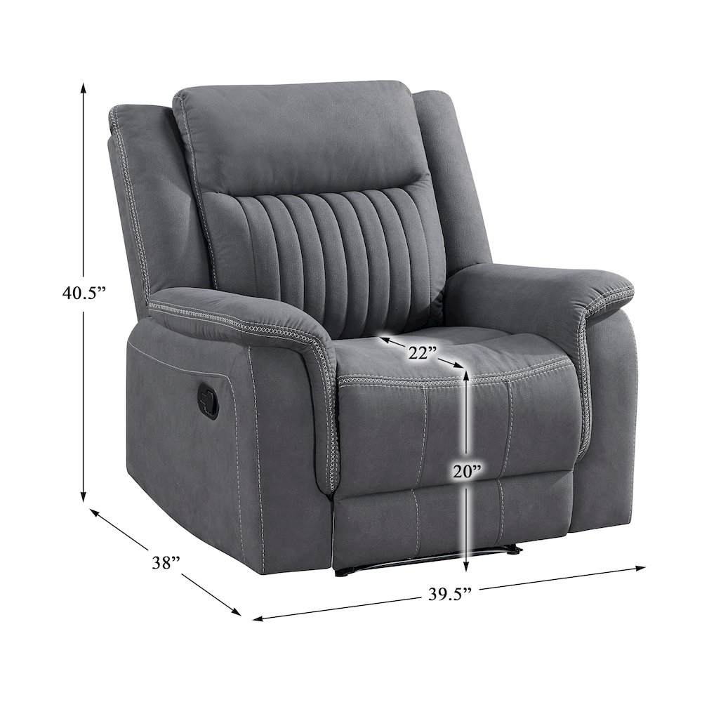 Dean Microfiber Reclining Chair In Gray. Picture 4