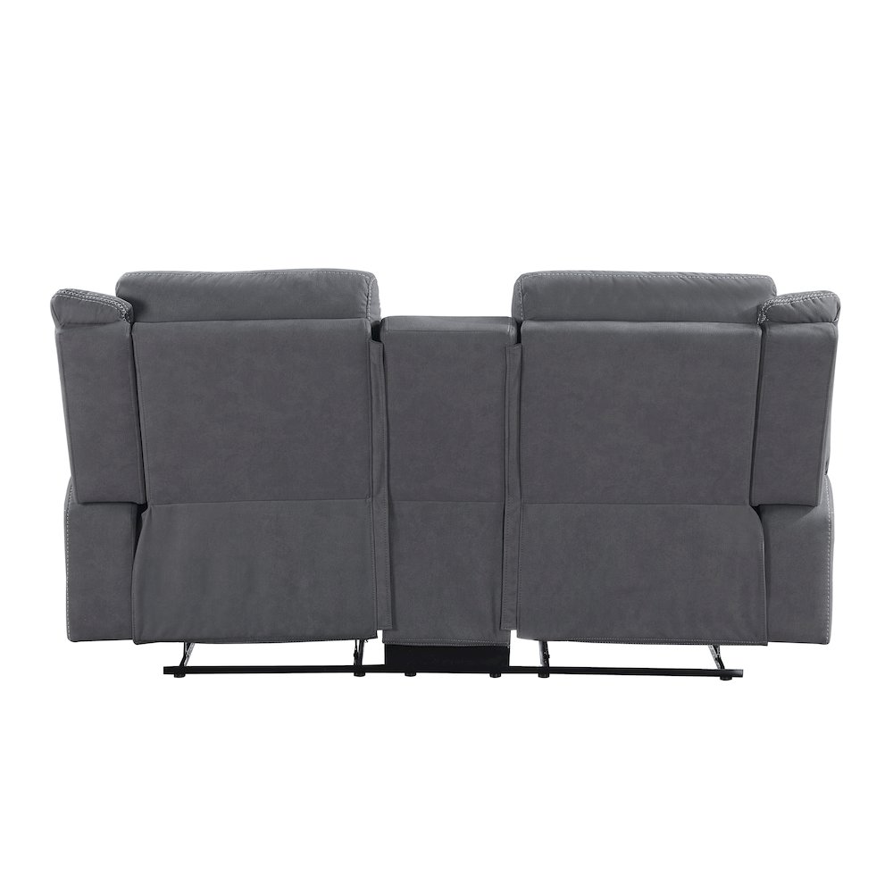 Dean Microfiber Double Reclining Love Seat With Center Console In Gray. Picture 3
