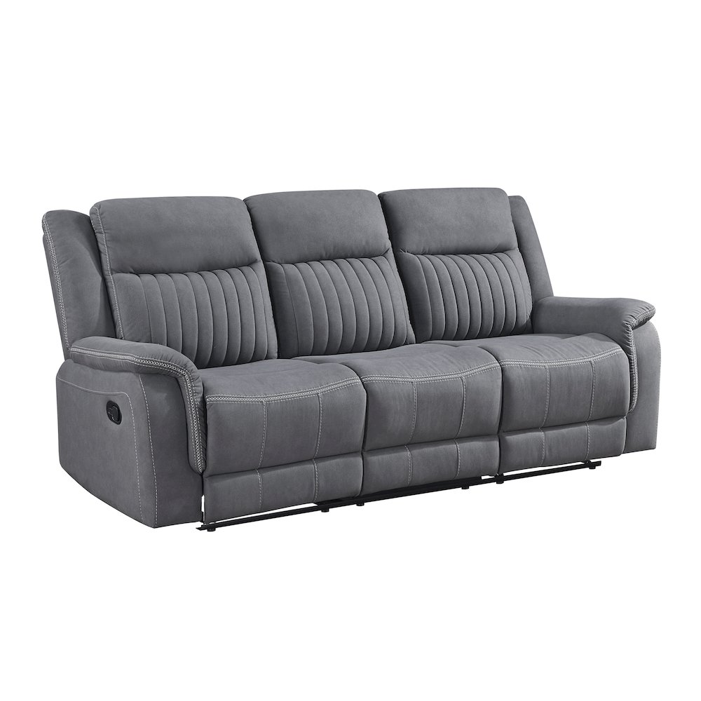 Dean Microfiber Double Reclining Sofa In Gray. Picture 1