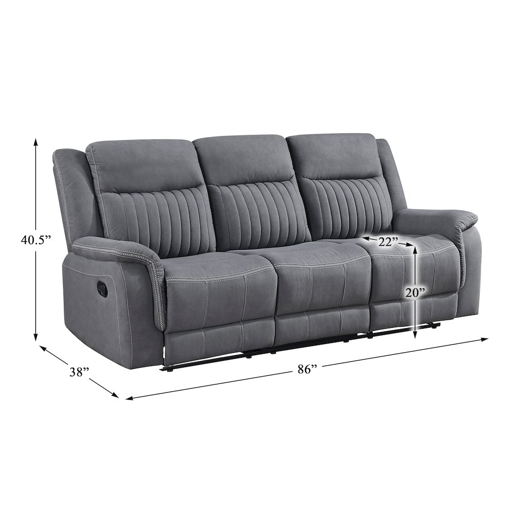 Dean Microfiber Double Reclining Sofa In Gray. Picture 4