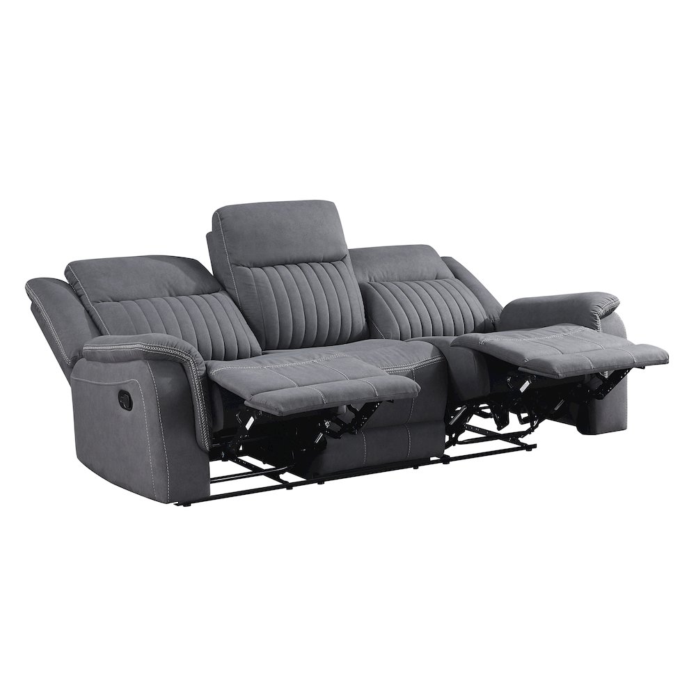 Dean Microfiber Double Reclining Sofa In Gray. Picture 5