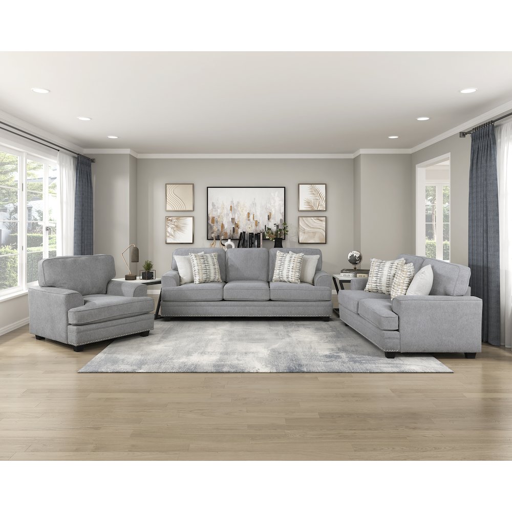 Lexicon Bradford Chenille Love Seat in Gray. Picture 2