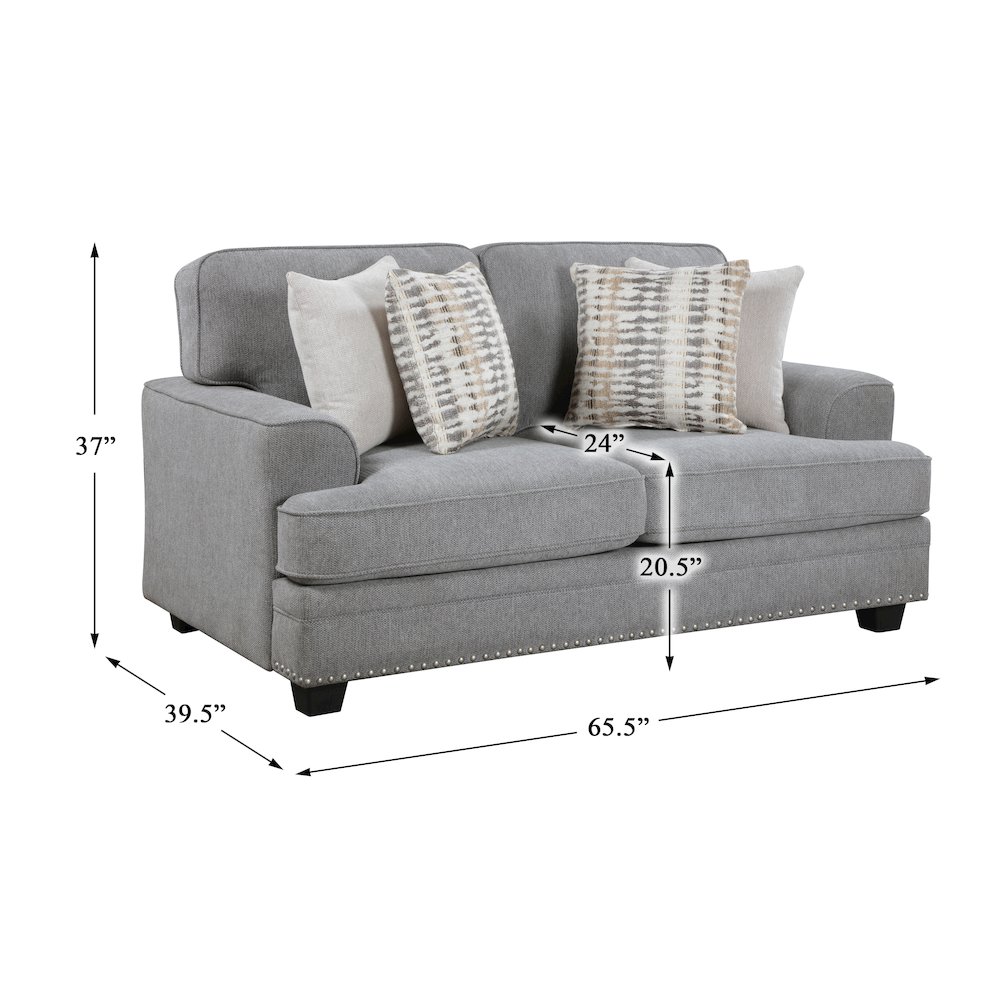 Lexicon Bradford Chenille Love Seat in Gray. Picture 4