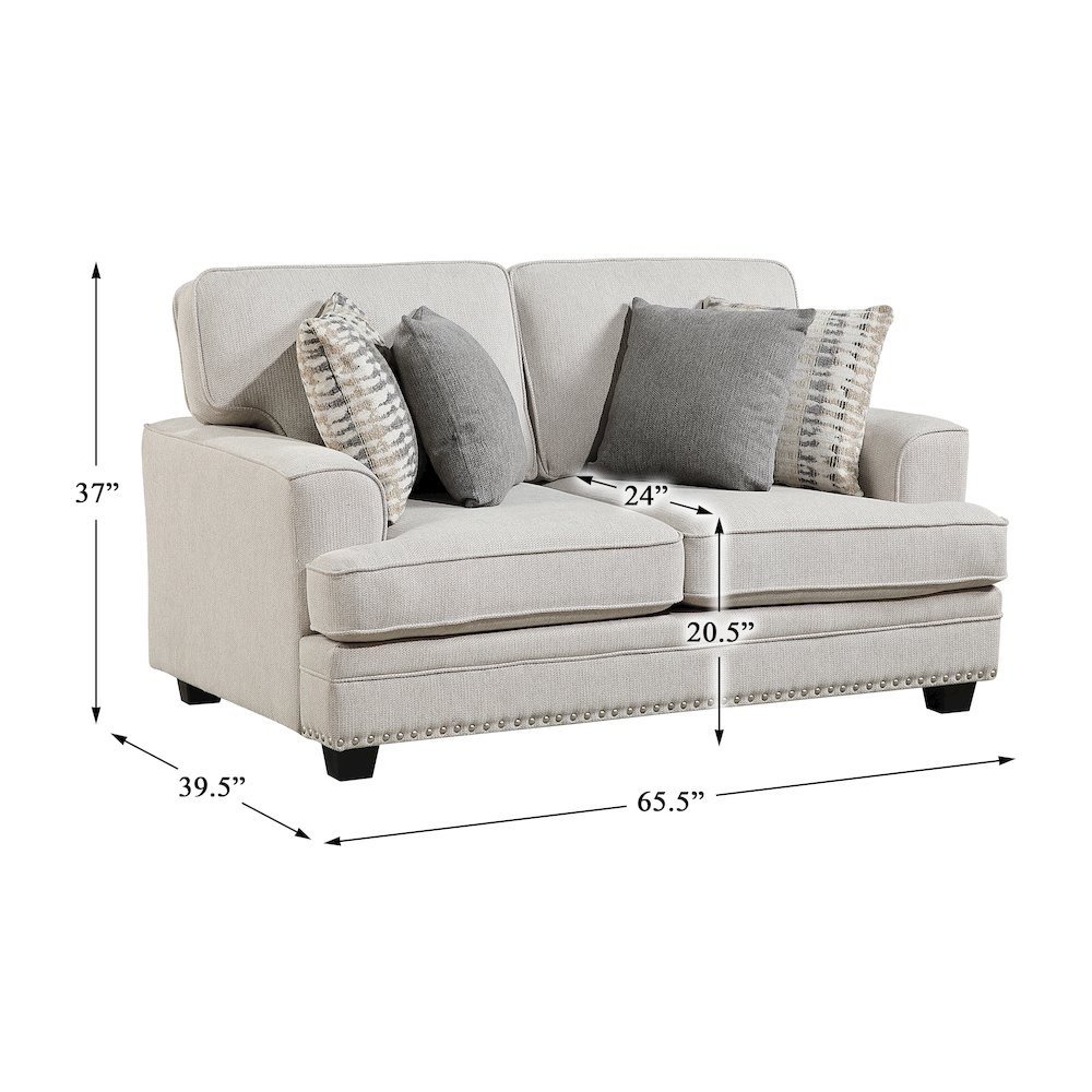 Lexicon Bradford Chenille Love Seat in Sand. Picture 4