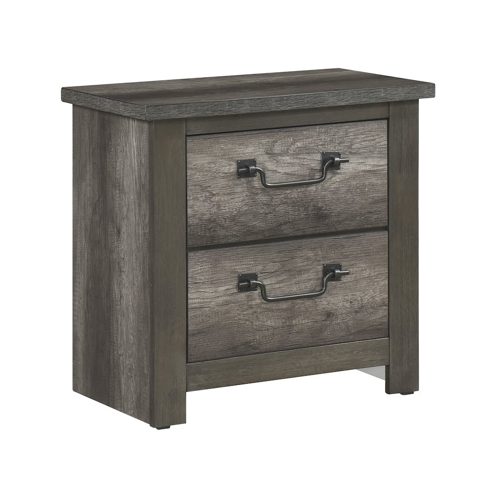 Lenior Asian Hardwood Nightstand in Gray. Picture 1