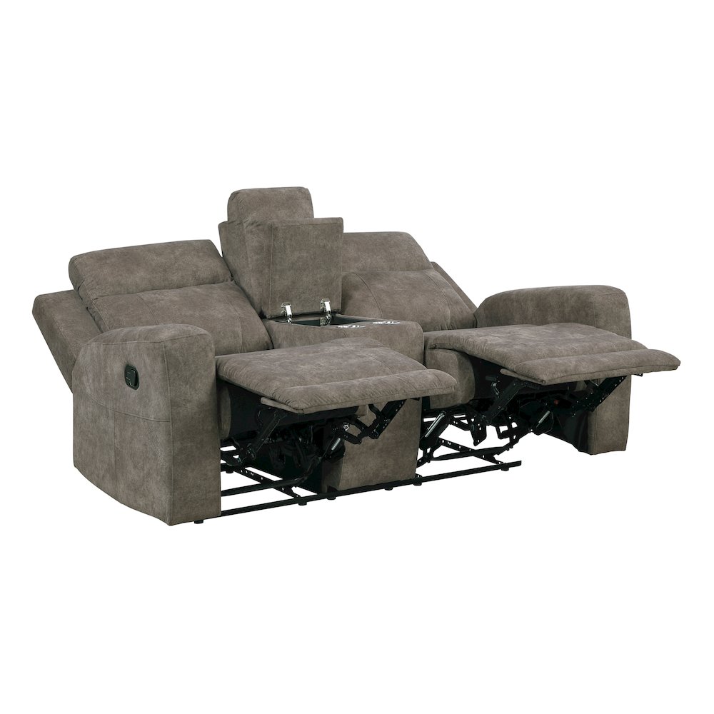 Muncie Microfiber 2pc Set: Sofa, Love in Brown. Picture 6