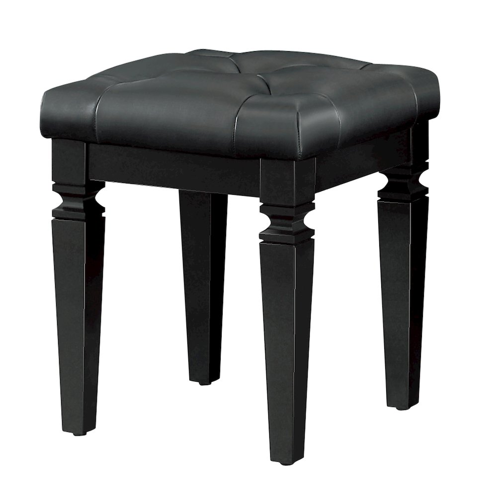 Allura Rubberwood Vanity Stool in Black. Picture 1