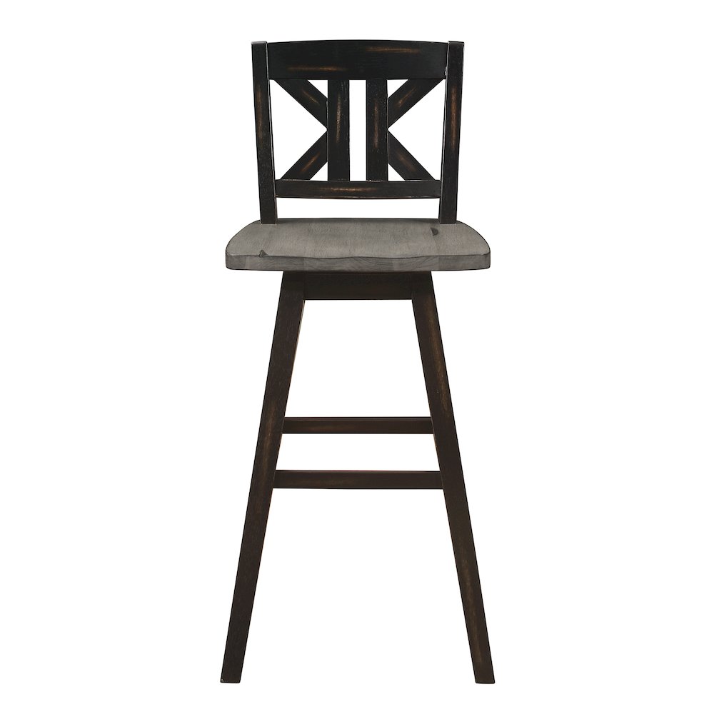 Amsonia Solid Wood Swivel Pub Height Chair, set of 2 in Gray and Black. Picture 5