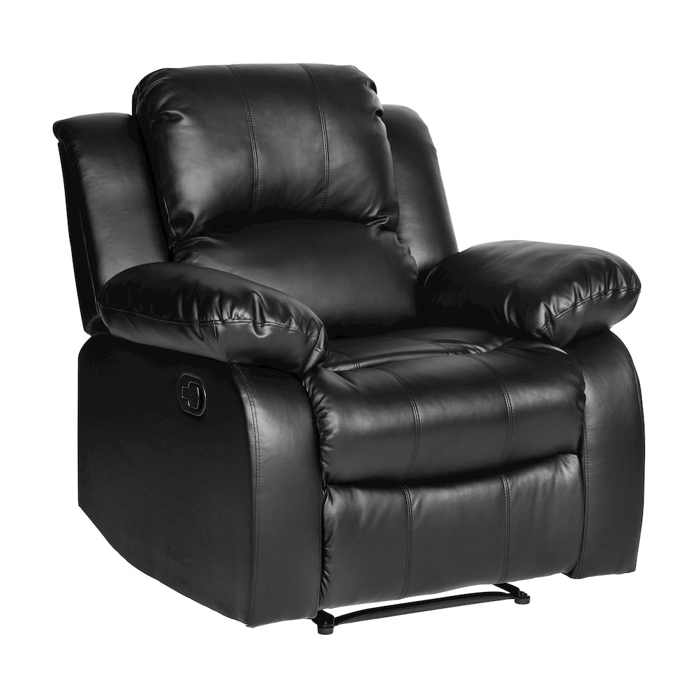 Cranley Faux Leather Reclining Chair In Black. Picture 1