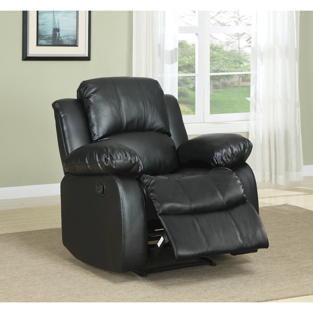 Cranley Faux Leather Reclining Chair In Black. Picture 2