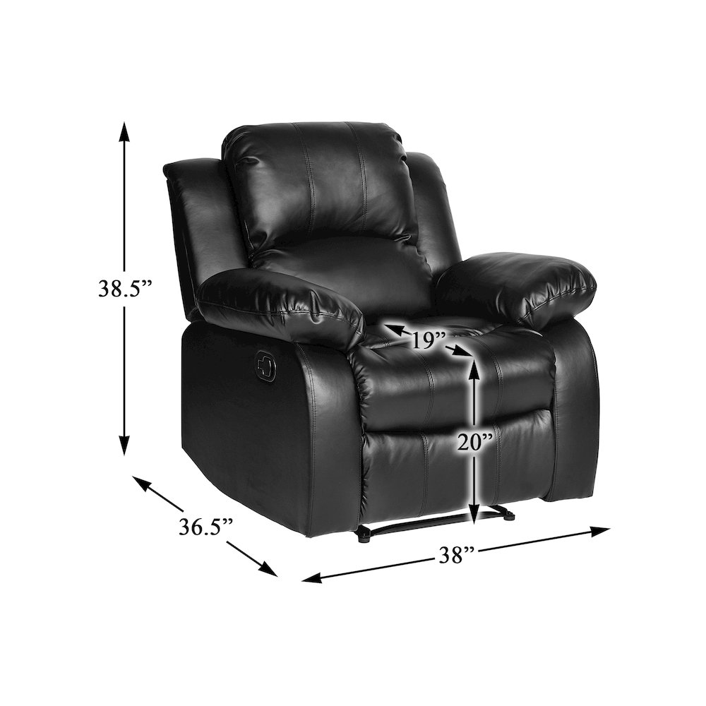 Cranley Faux Leather Reclining Chair In Black. Picture 4