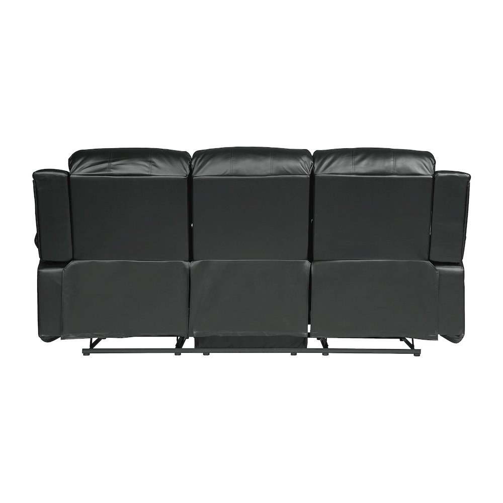 Cranley Faux Leather Double Reclining Sofa In Black. Picture 1