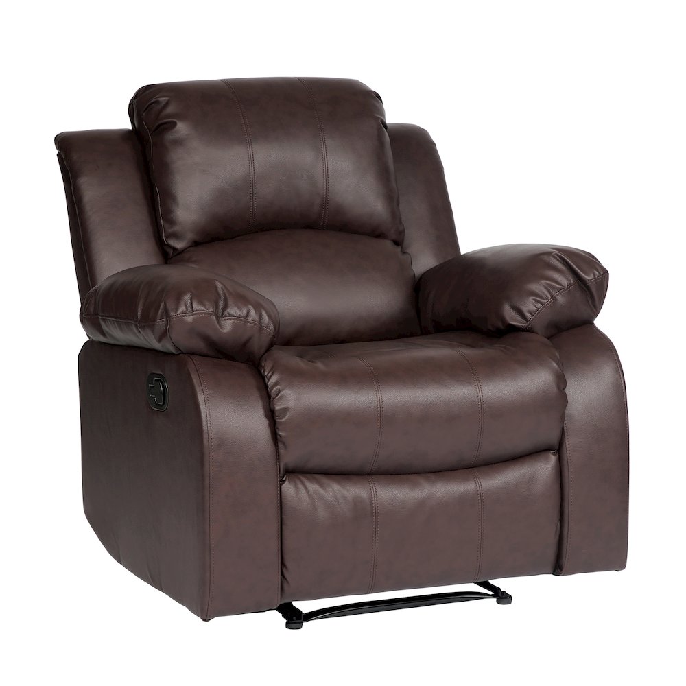 Cranley Faux Leather Reclining Chair In Brown. Picture 1