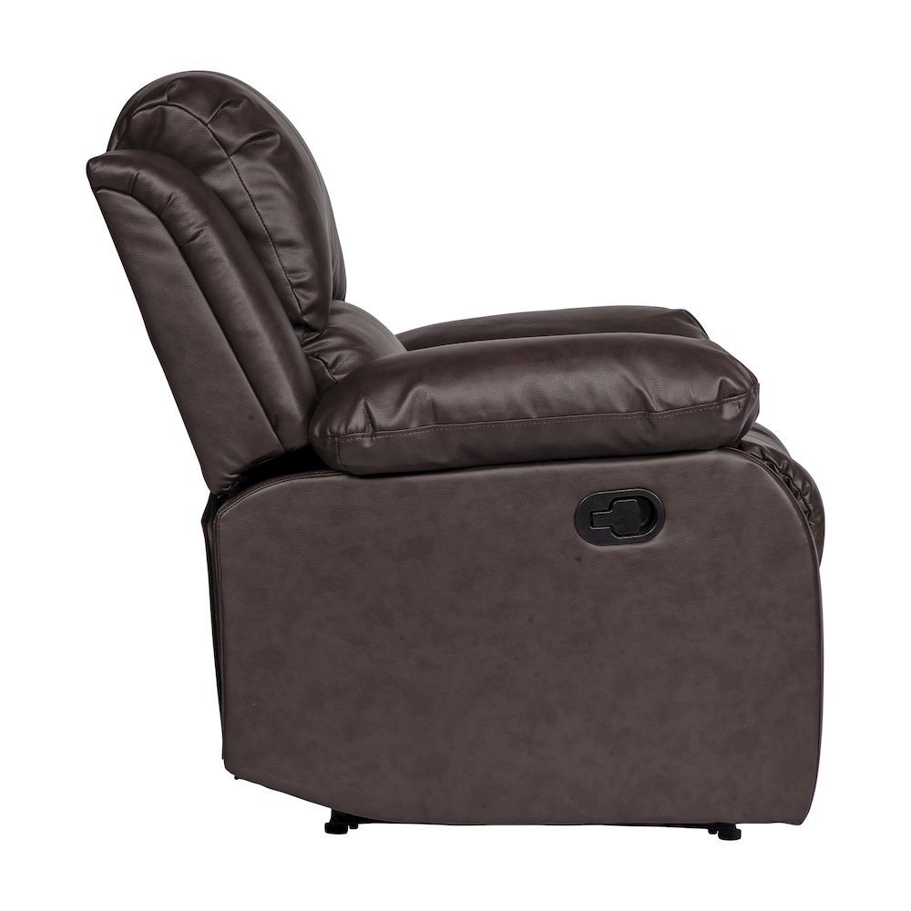 Cranley Faux Leather Reclining Chair In Brown. Picture 5