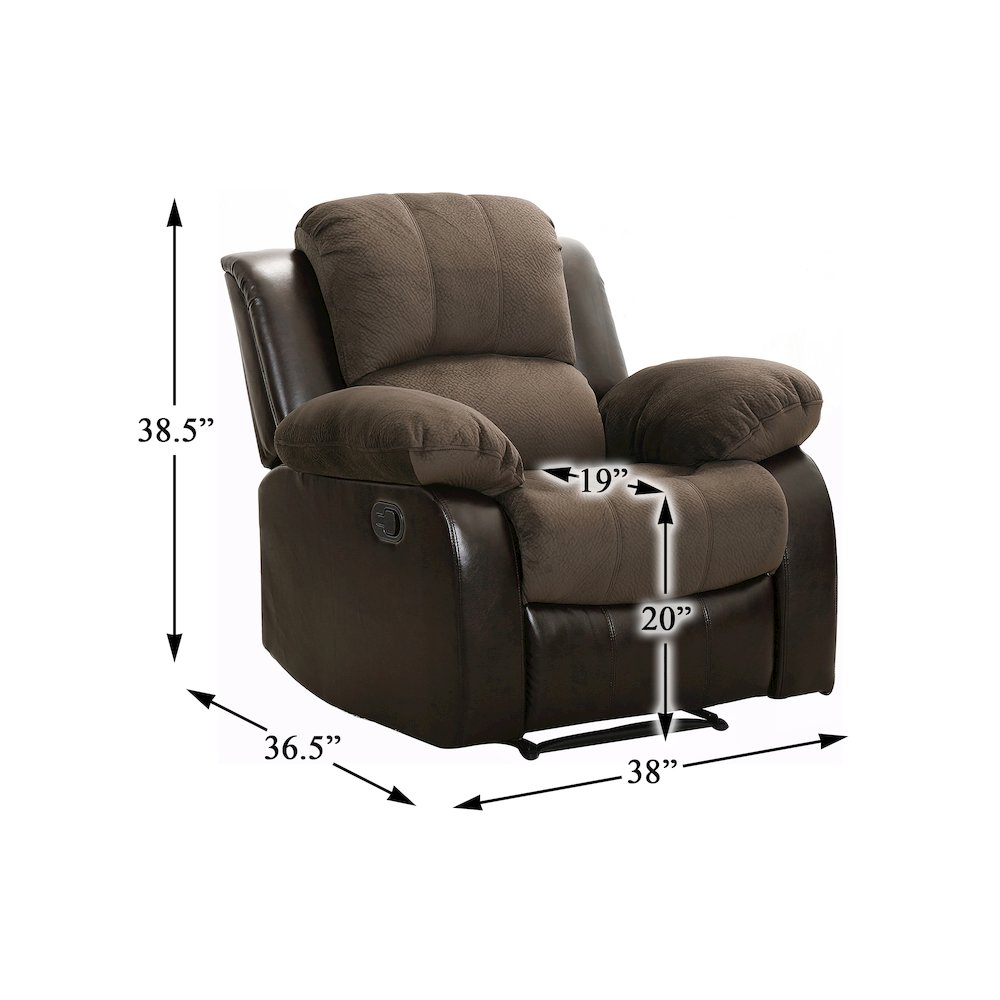 Cranley Textured Fabric Reclining Chair In Chocolate. Picture 4