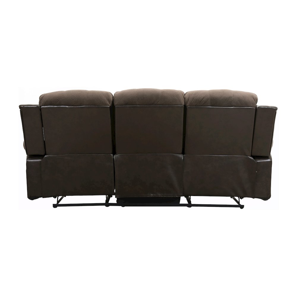 Cranley Textured Fabric Double Reclining Sofa In Chocolate. Picture 3