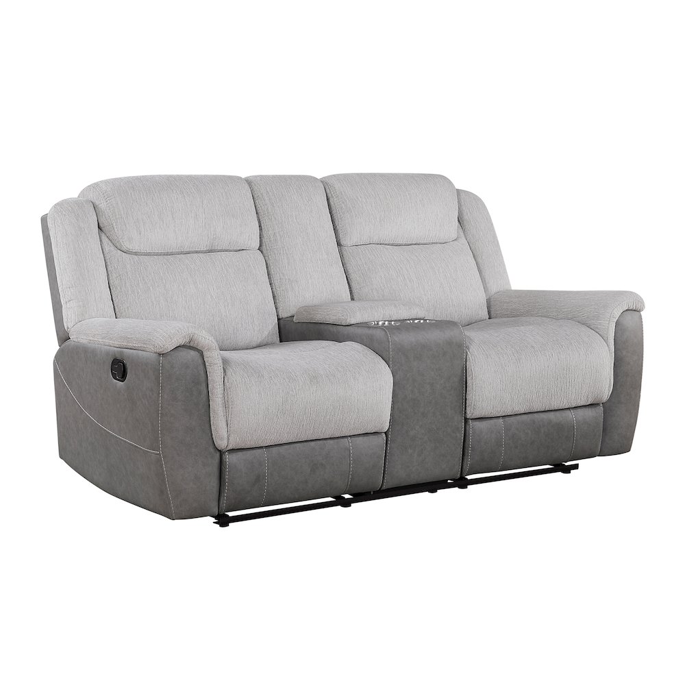 Lexicon Harriette Chenille Double Reclining Love Seat in Gray. Picture 1