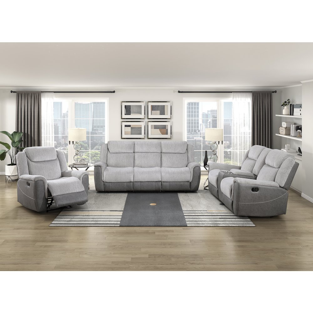 Lexicon Harriette Chenille Double Reclining Love Seat in Gray. Picture 2