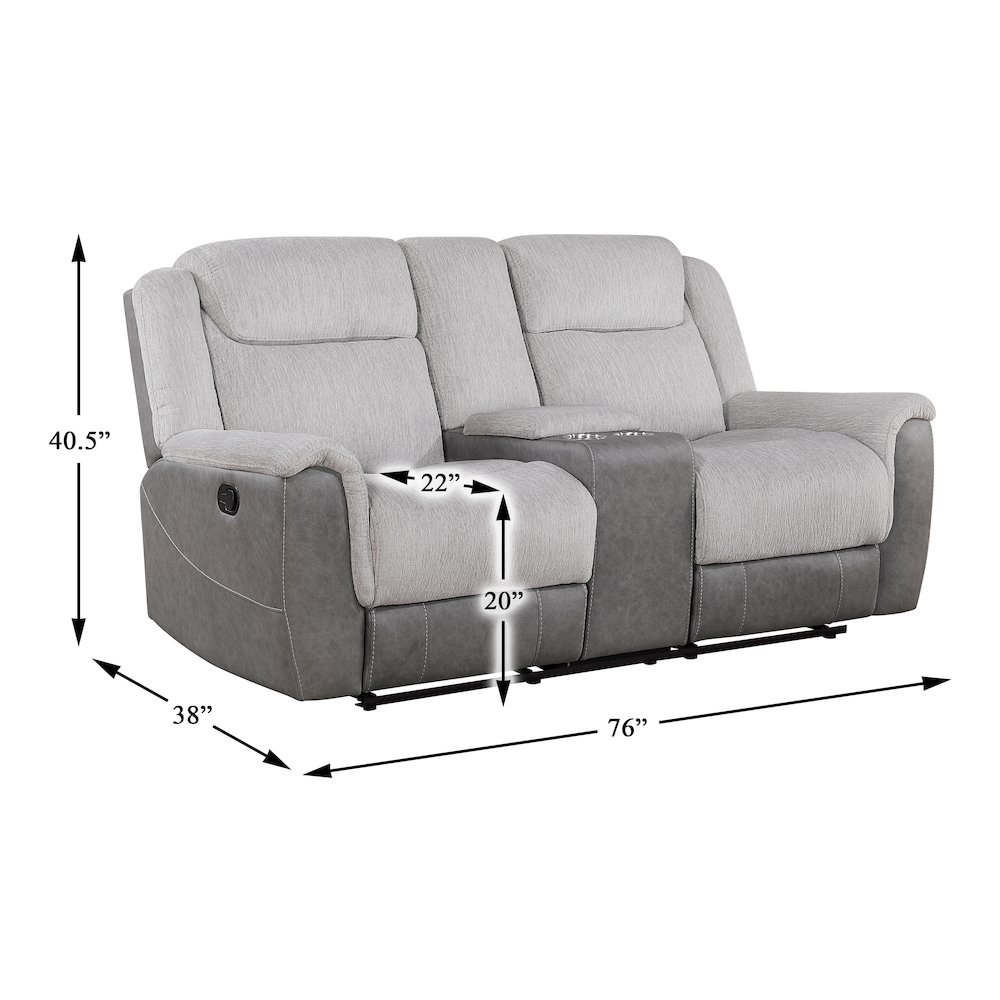 Lexicon Harriette Chenille Double Reclining Love Seat in Gray. Picture 5