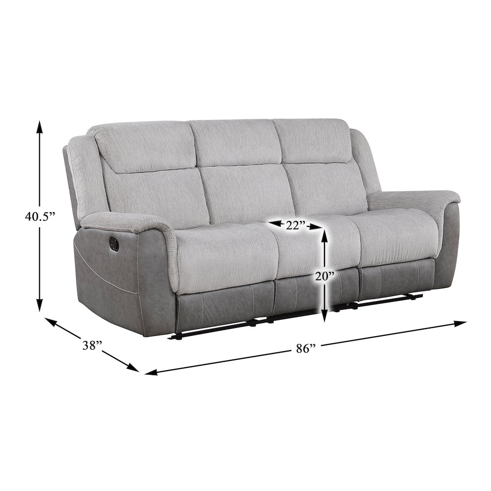 Lexicon Harriette Chenille Double Reclining Sofa in Gray. Picture 4