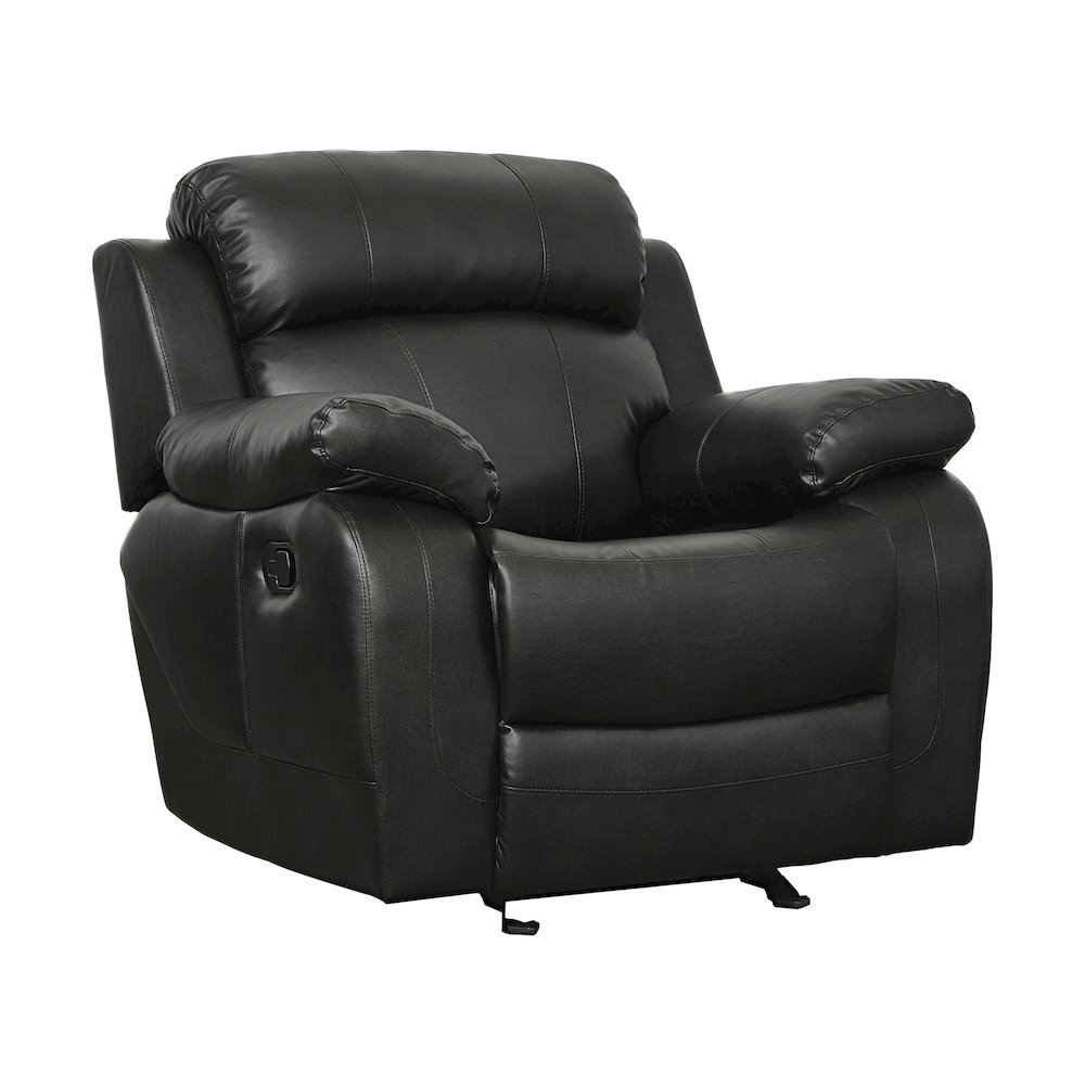 Marille Faux Leather Glider Reclining Chair In Black. Picture 1