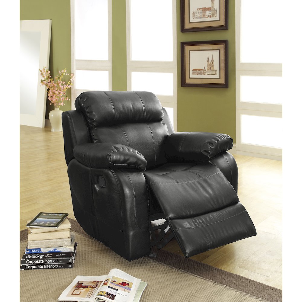 Marille Faux Leather Glider Reclining Chair In Black. Picture 2