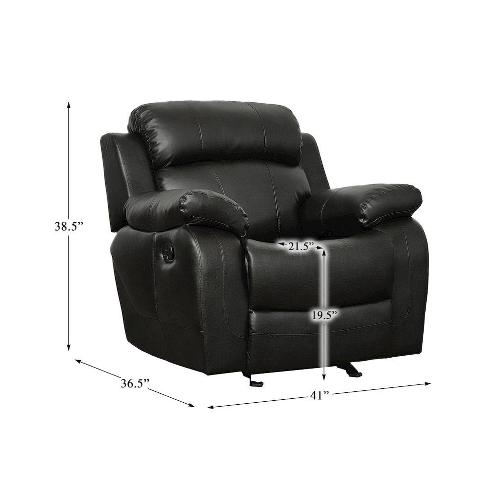 Marille Faux Leather Glider Reclining Chair In Black. Picture 4