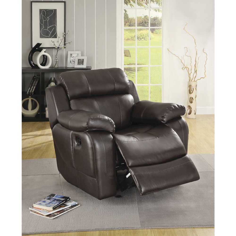 Marille Faux Leather Glider Reclining Chair In Brown. Picture 2