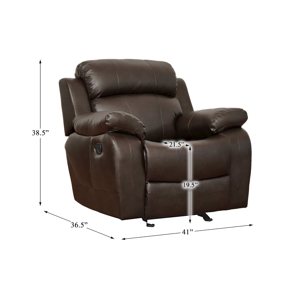 Marille Faux Leather Glider Reclining Chair In Brown. Picture 4