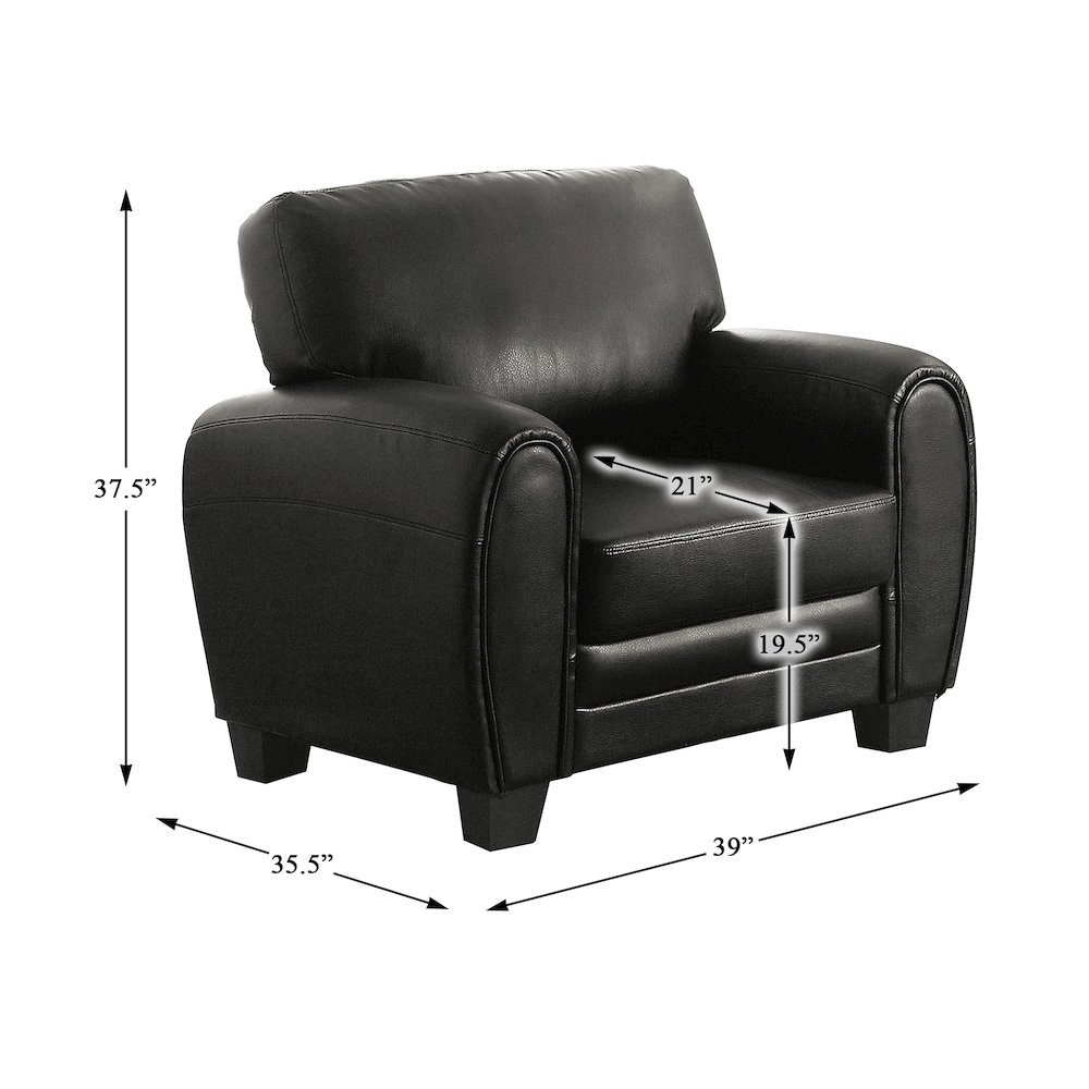 Rubin Faux Leather Arm Chair In Black. Picture 4