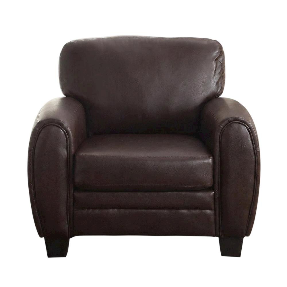 Faux Leather Accent Chair with Padded Seat and Arms for Bedroom, Black. Picture 1