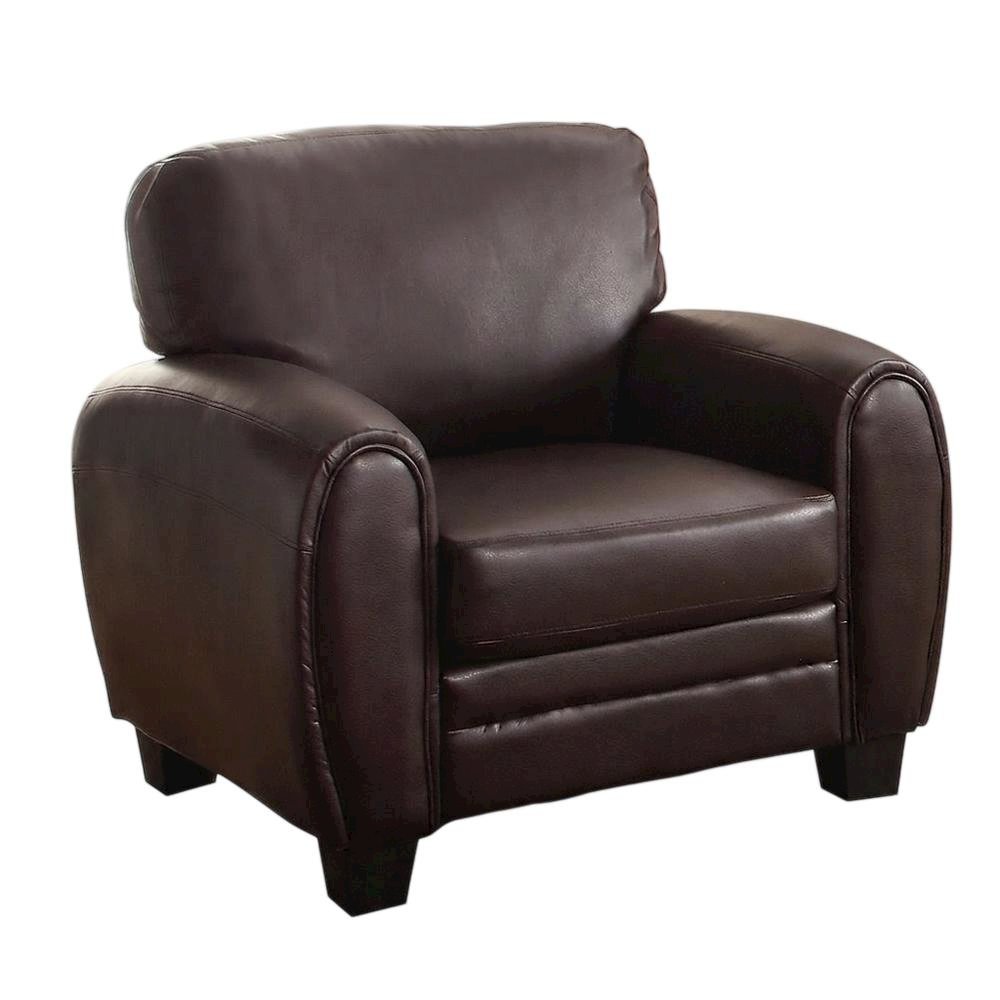 Faux Leather Accent Chair with Padded Seat and Arms for Bedroom, Black. Picture 3