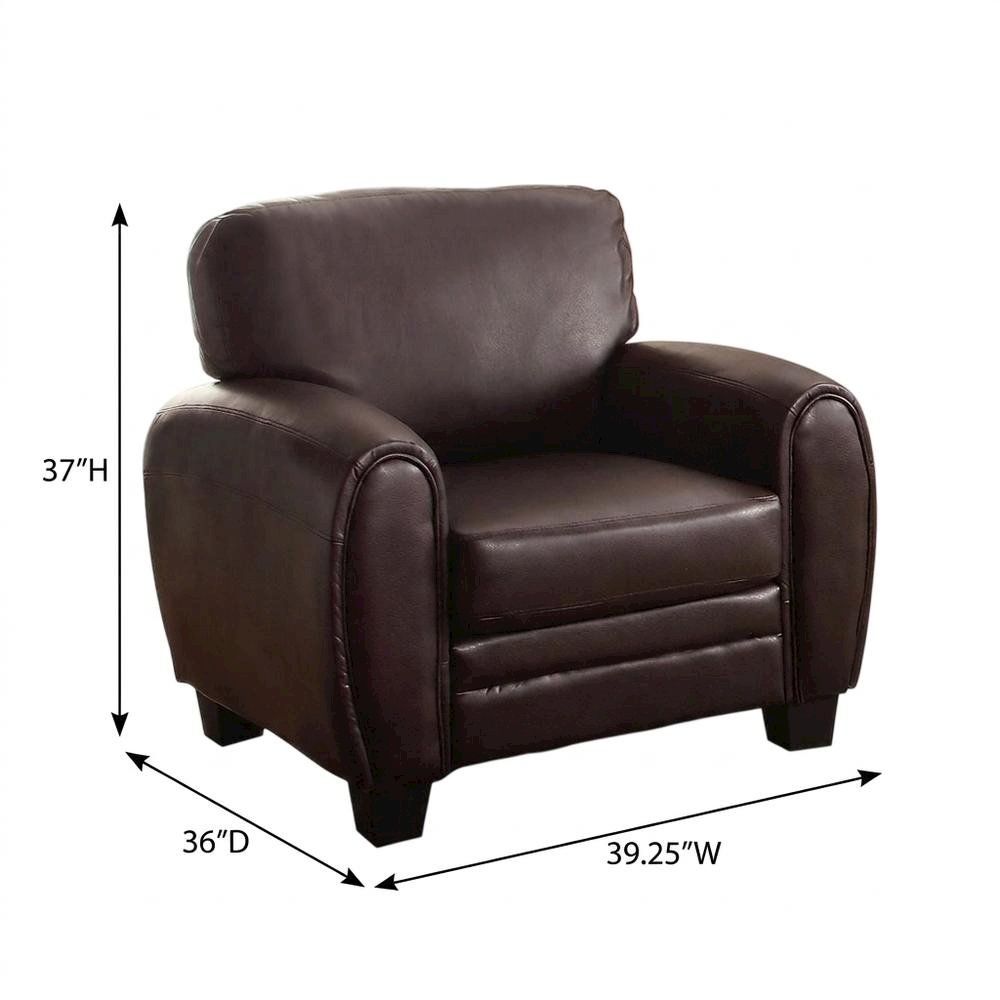 Faux Leather Accent Chair with Padded Seat and Arms for Bedroom, Black. Picture 5