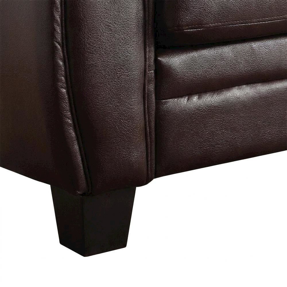 Faux Leather Accent Chair with Padded Seat and Arms for Bedroom, Black. Picture 7