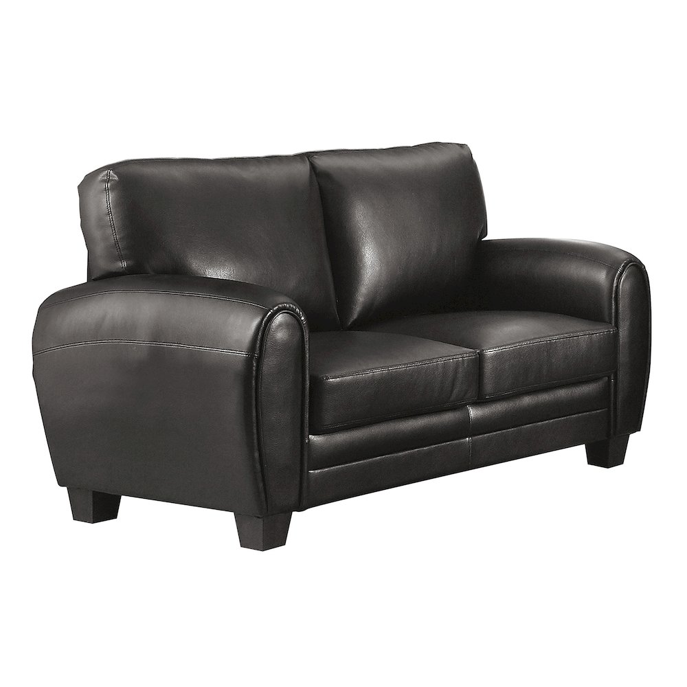 Rubin Faux Leather Love Seat In Black. Picture 1