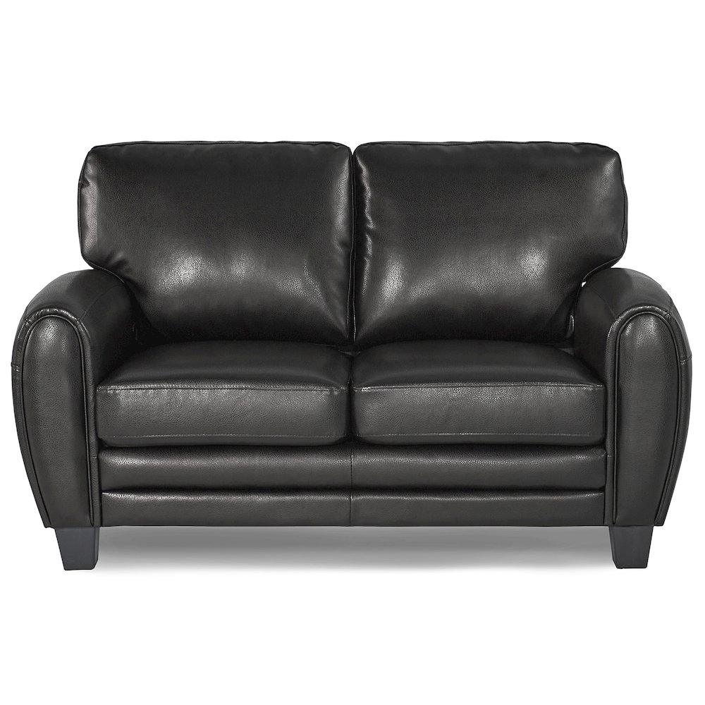Rubin Faux Leather Love Seat In Black. Picture 5