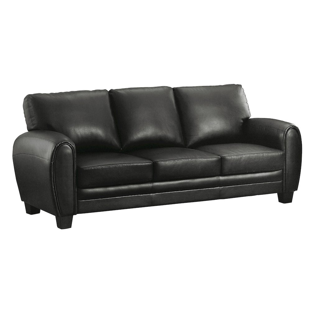 Rubin Faux Leather Sofa In Black. Picture 1