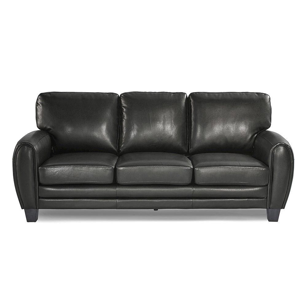 Rubin Faux Leather Sofa In Black. Picture 5