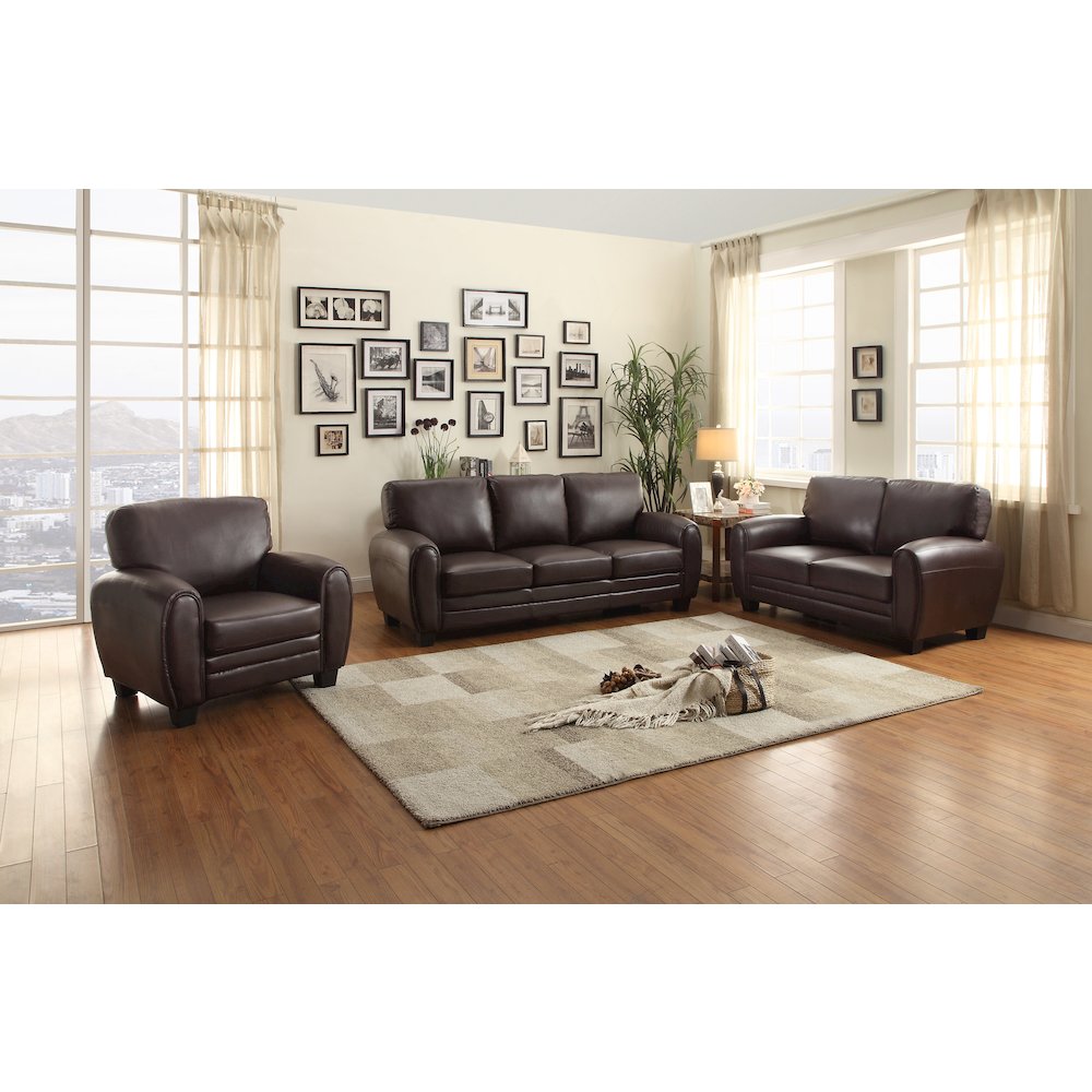Rubin Faux Leather Arm Chair In Dark Brown. Picture 2