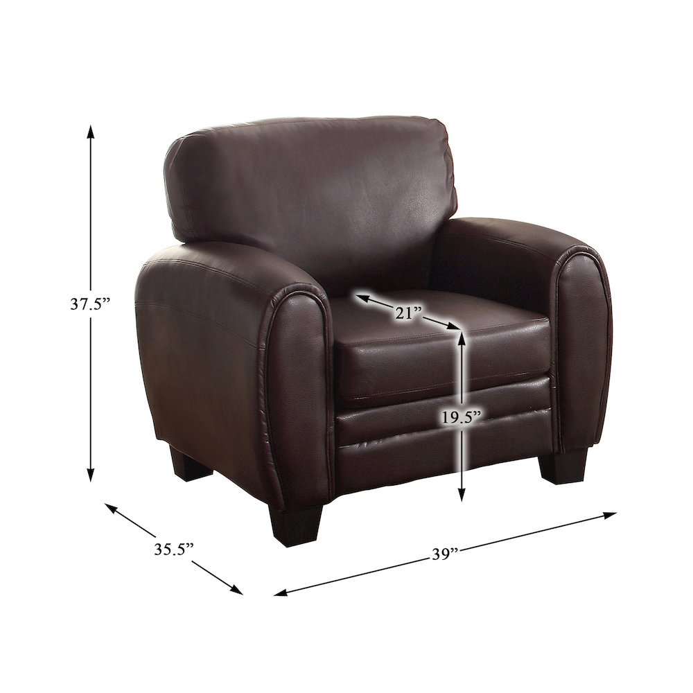Rubin Faux Leather Arm Chair In Dark Brown. Picture 4