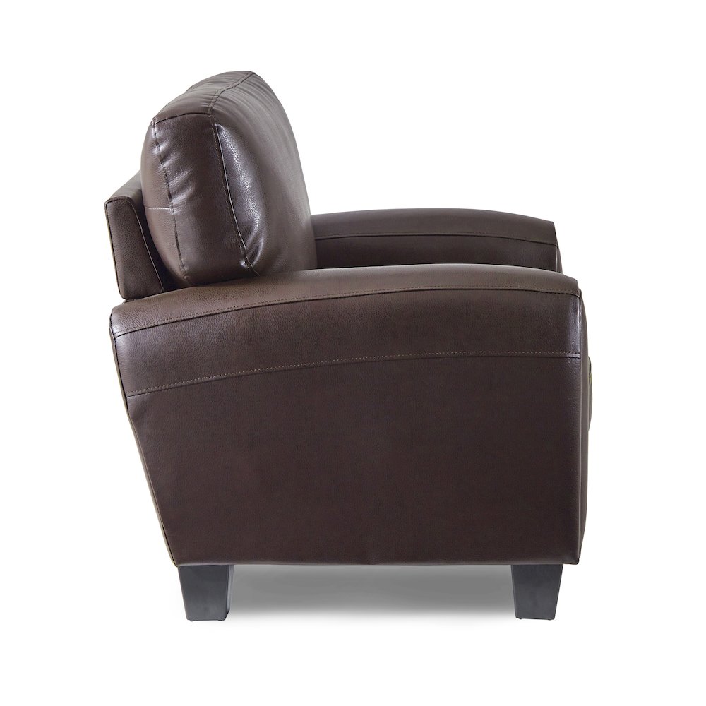 Rubin Faux Leather Arm Chair In Dark Brown. Picture 5