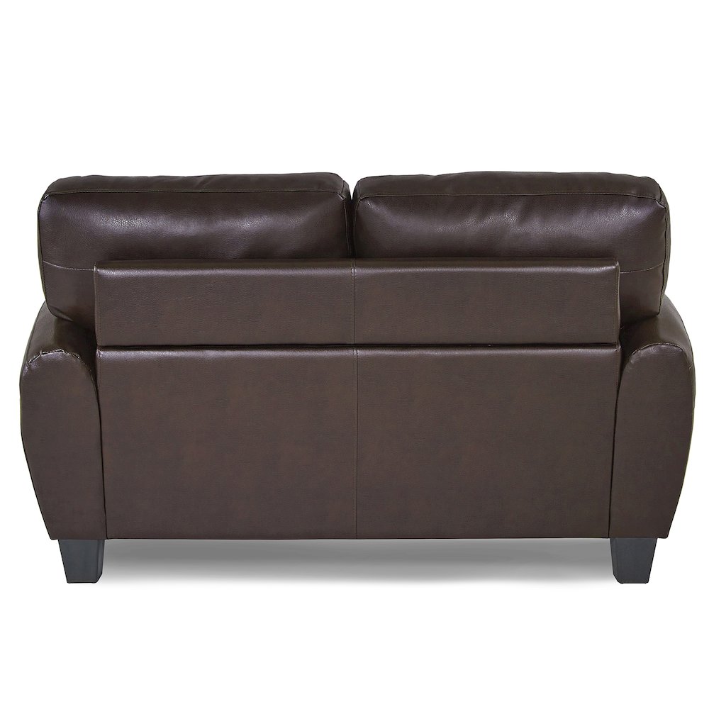 Rubin Faux Leather Love Seat In Dark Brown. Picture 3