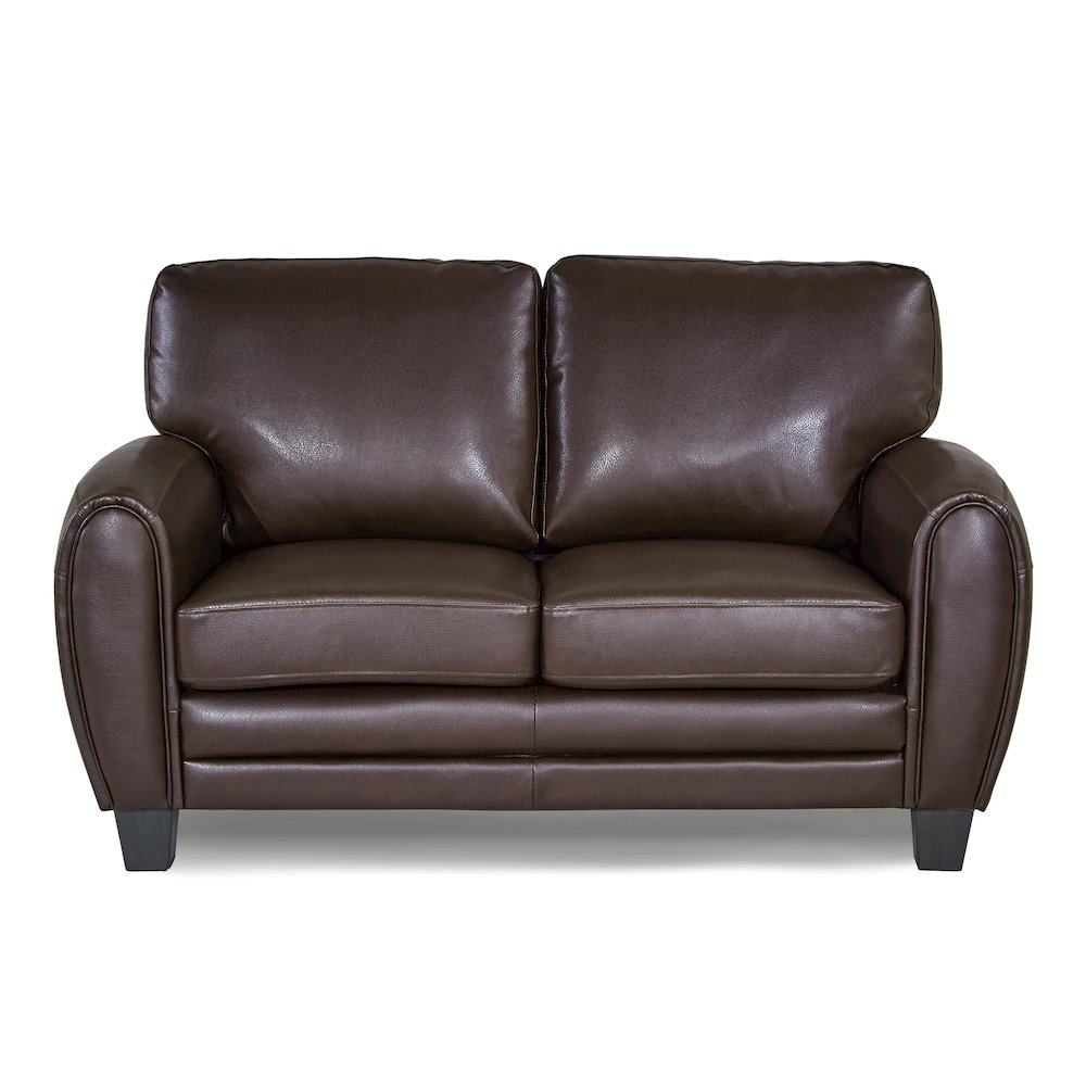 Rubin Faux Leather Love Seat In Dark Brown. Picture 5