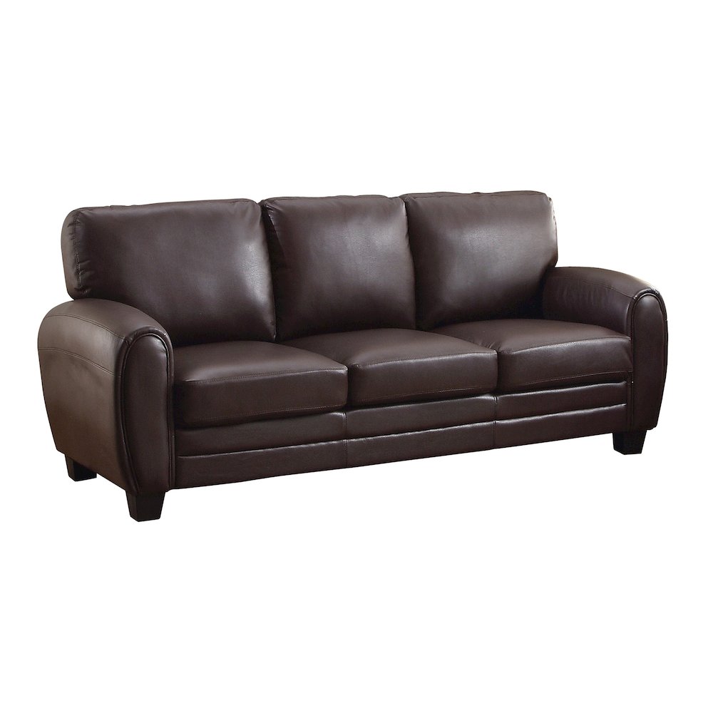 Rubin Faux Leather Sofa In Dark Brown. Picture 1