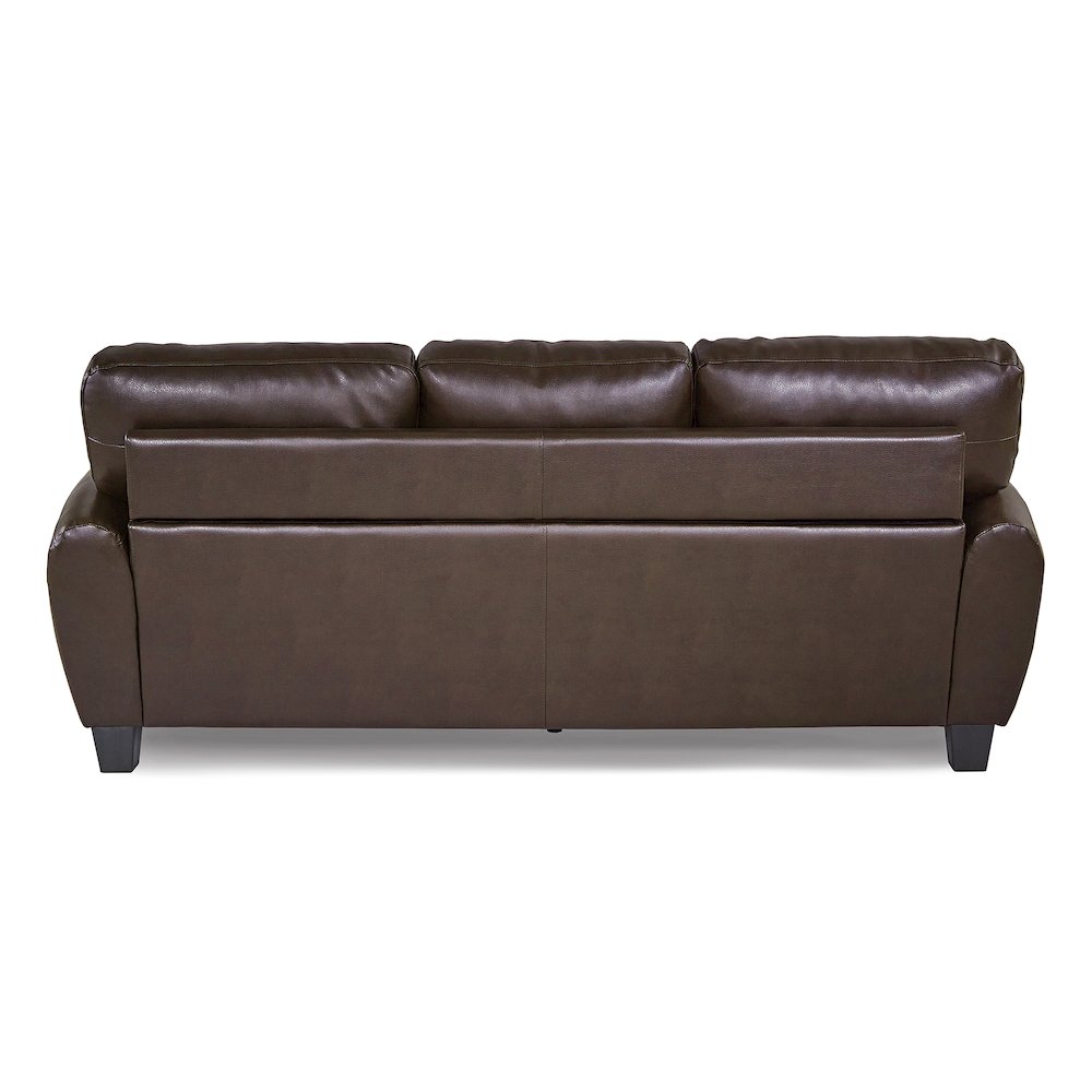 Rubin Faux Leather Sofa In Dark Brown. Picture 3
