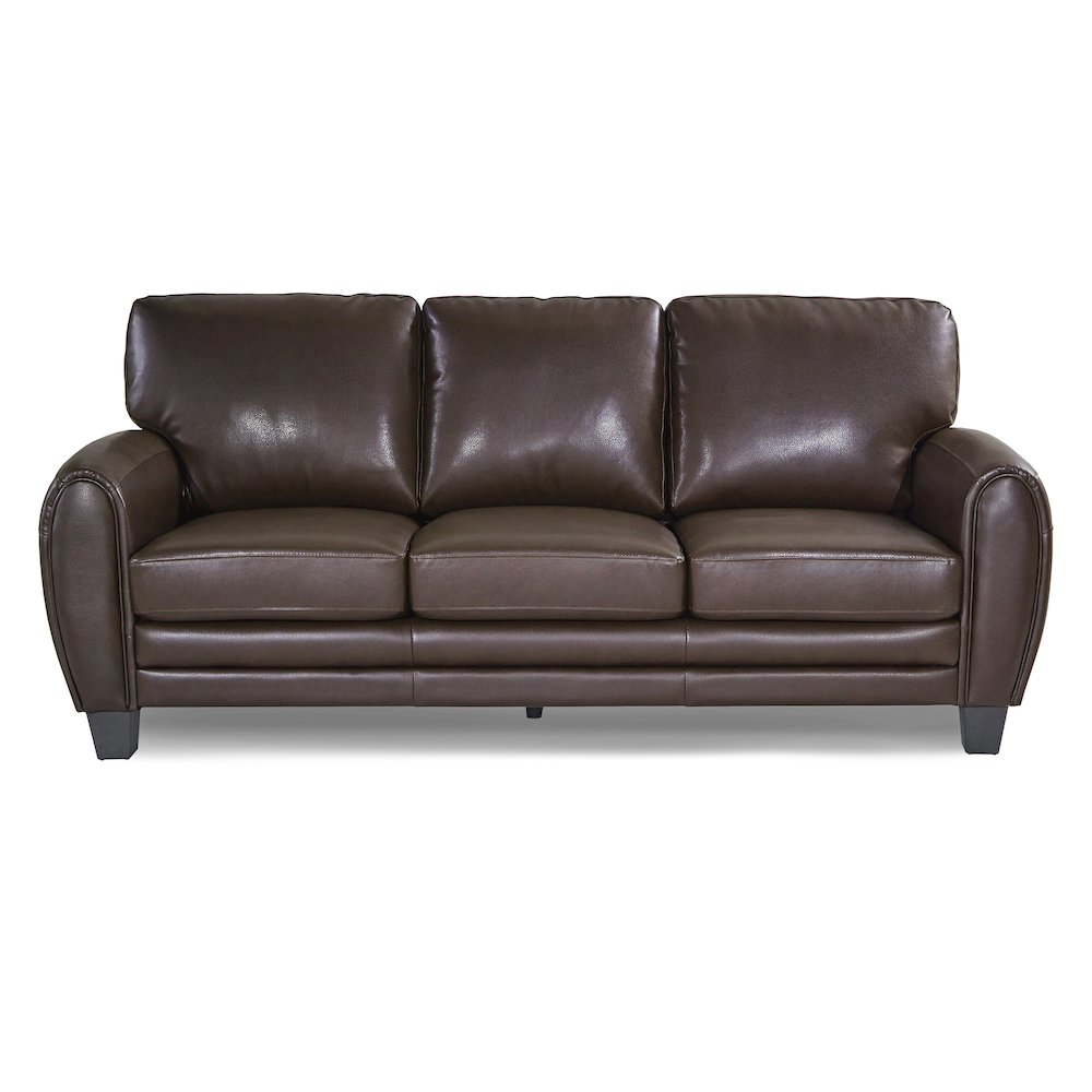 Rubin Faux Leather Sofa In Dark Brown. Picture 5