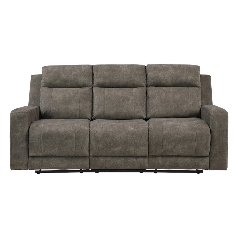 Muncie Microfiber Double Reclining Sofa in Brown. Picture 4
