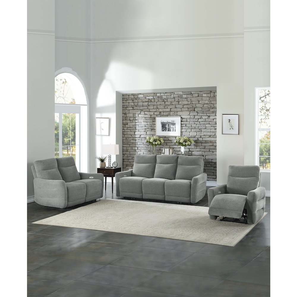 Edition Chenille Power Reclining Chair In Gray. Picture 2
