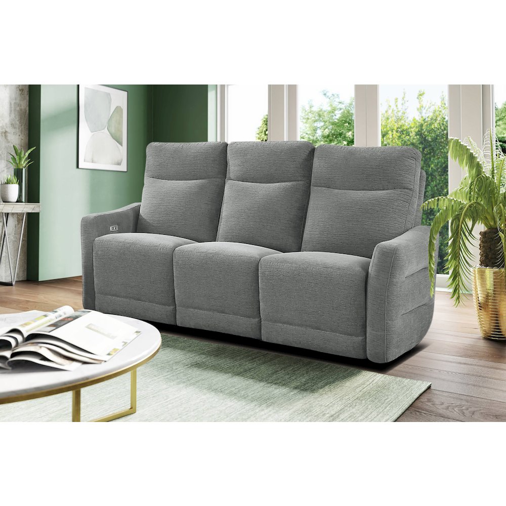 Edition Chenille Power Double Reclining Sofa In Gray. Picture 2